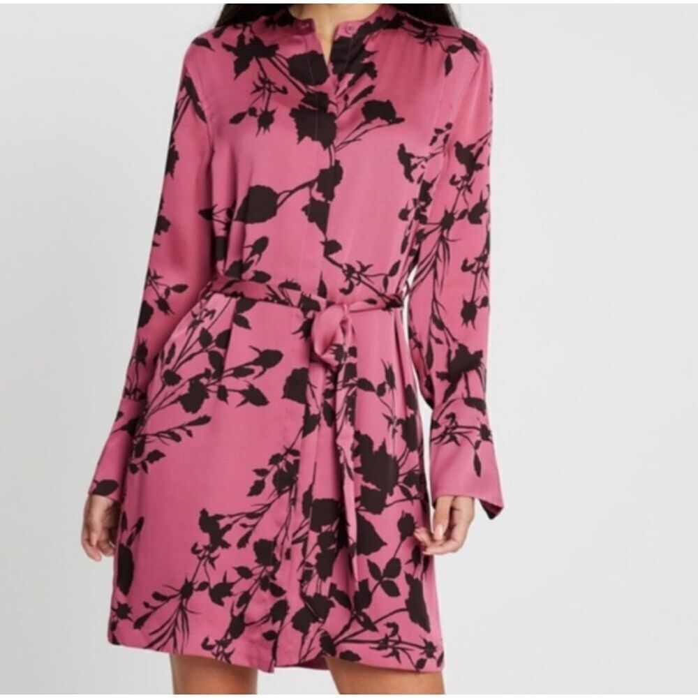 Equipment FEMME Roseabelle Floral Button-Down Short Charmeuse Belted Dress M